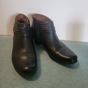 Rockport Women's Black Leather Ruched Bootie Size 9.5